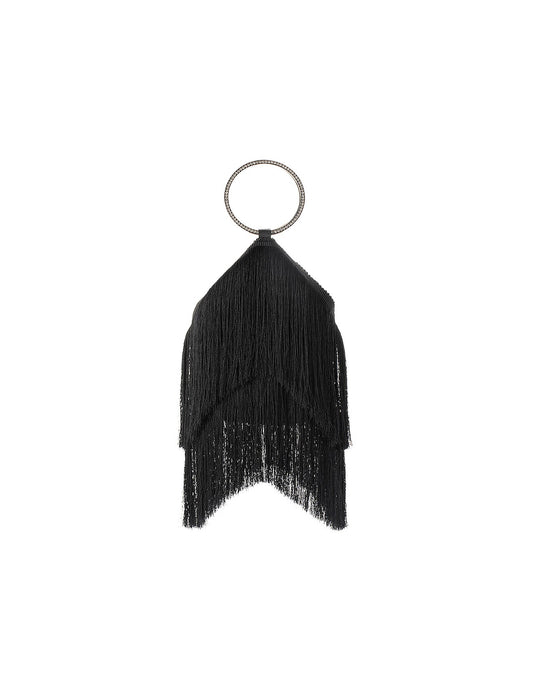 Olga Berg - PENOLA FRINGED BANGLE BAG - Black