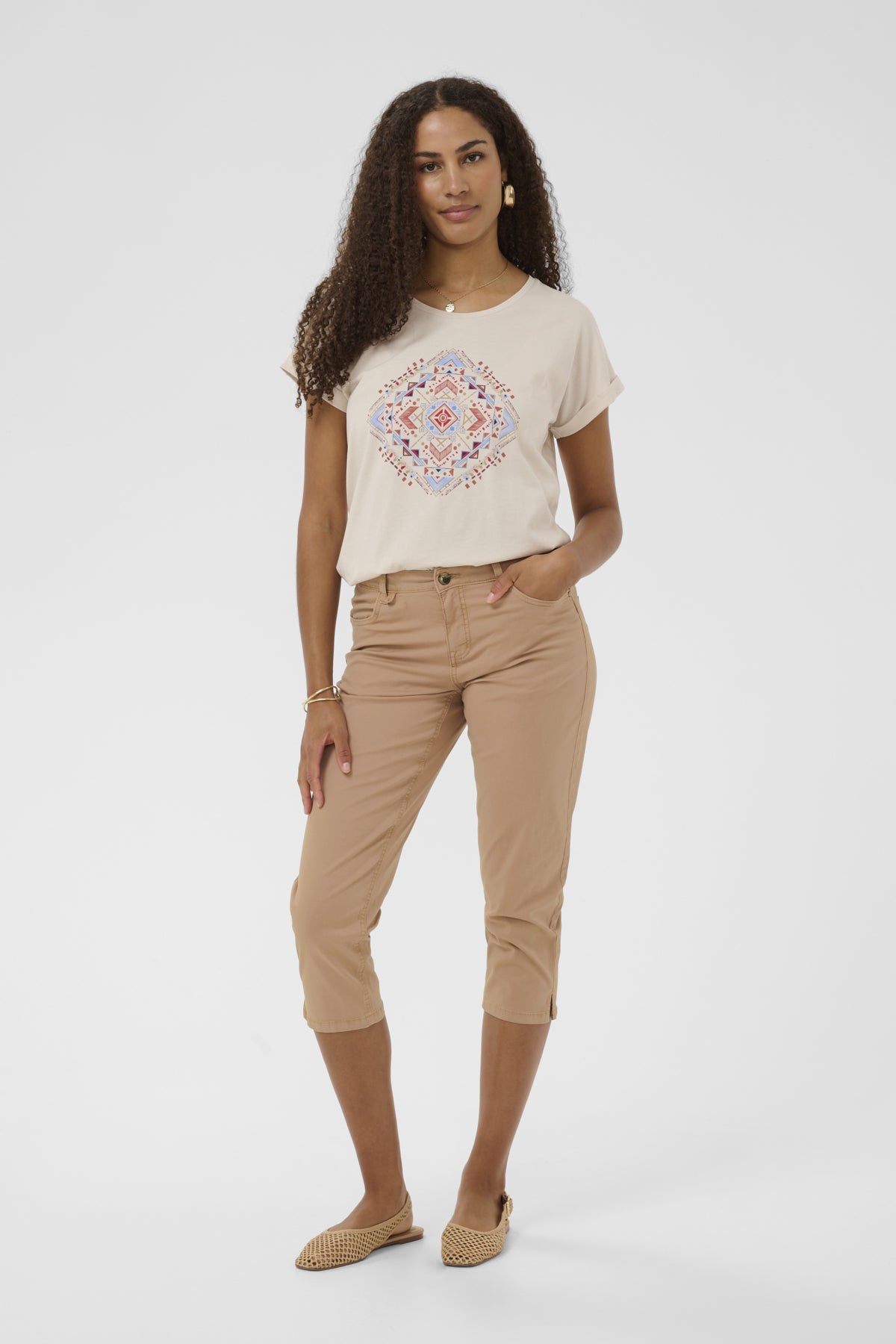 Cream - Berta Capri Twill Pants