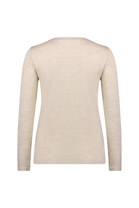 Vassalli - Merino Basic Long Sleeve Crew Neck Top Coconut Marle 4241