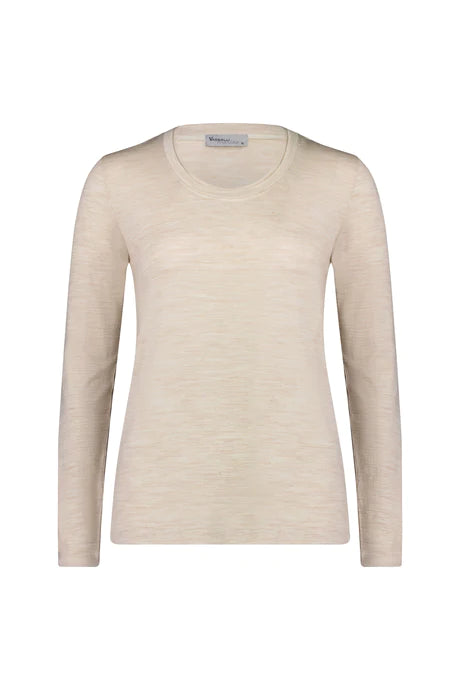 Vassalli - Merino Basic Long Sleeve Crew Neck Top Coconut Marle 4241