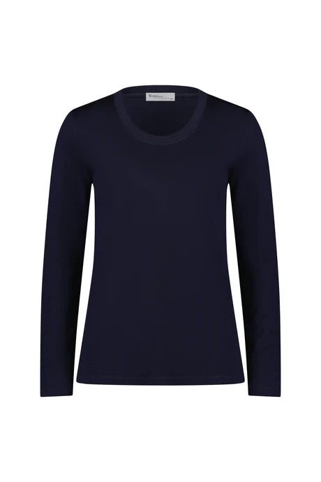 Vassalli - Merino Basic Long Sleeve Crew Neck Top Ink 4241