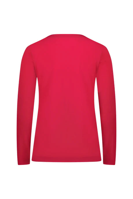 Vassalli - Merino Basic Long Sleeve Crew Neck Top Ruby 4241