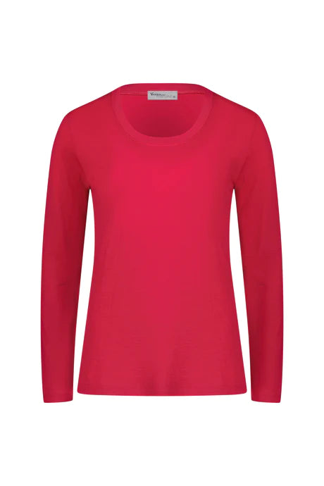 Vassalli - Merino Basic Long Sleeve Crew Neck Top Ruby 4241