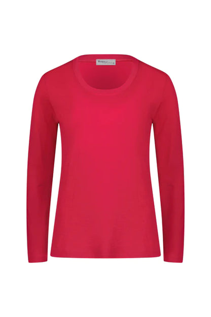 Vassalli - Merino Basic Long Sleeve Crew Neck Top Ruby 4241