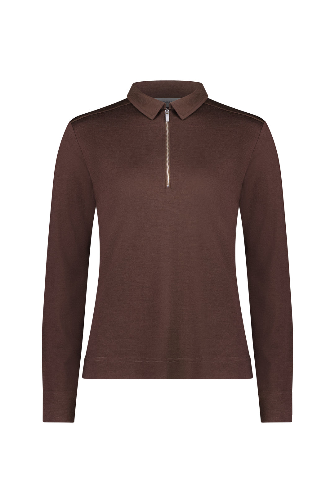 Vassalli - 100% Merino Half Zip Polo Top Espresso 4386