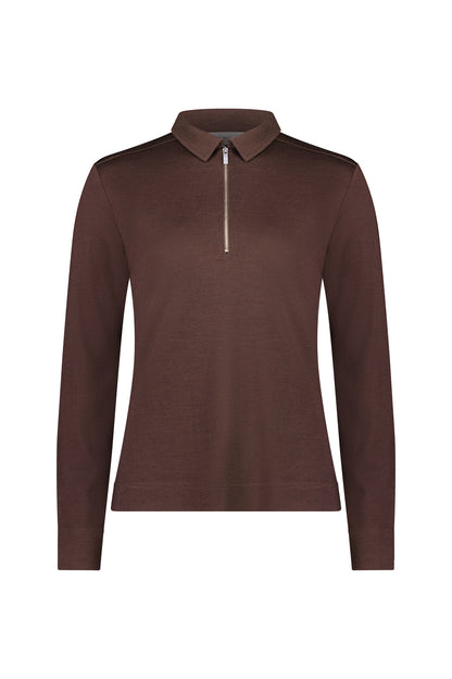 Vassalli - 100% Merino Half Zip Polo Top Espresso 4386