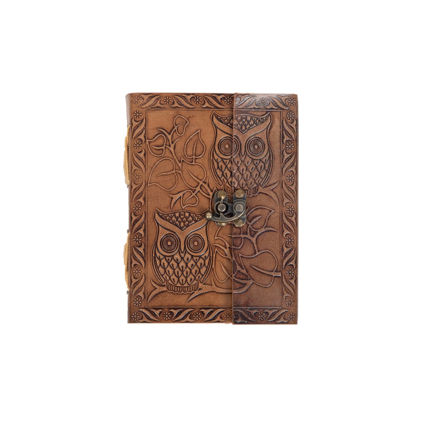 Owl Embossed Leather Journal with 200 Handmade pages