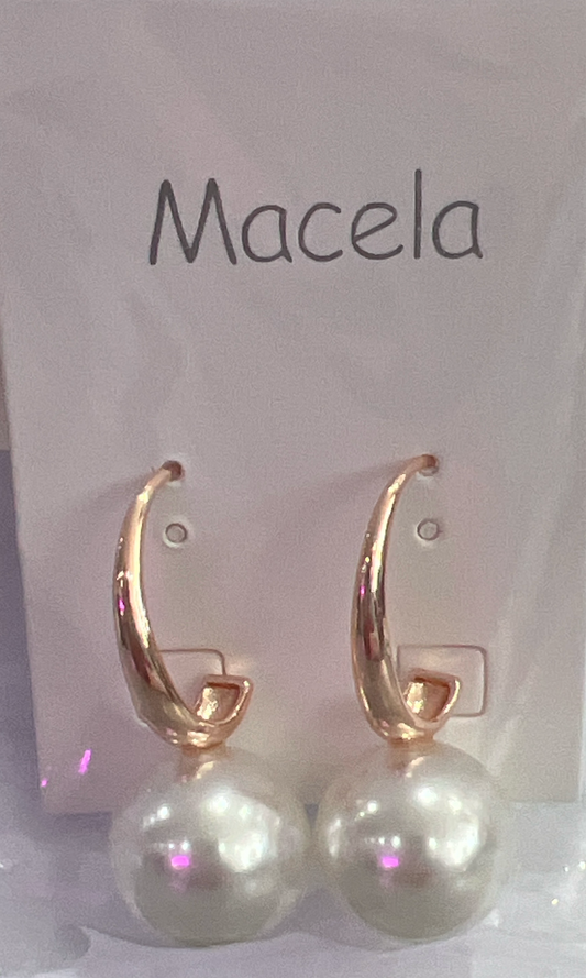 Statement Pearl - Long Hook Earrings