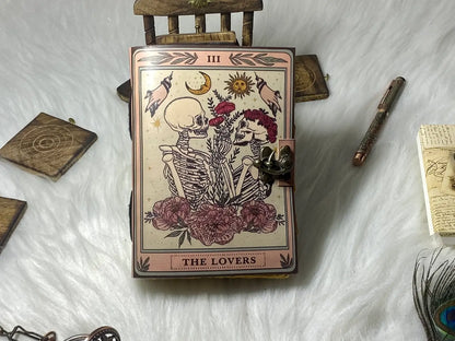 Vintage Leather Journal Notebook with The Lover Print  