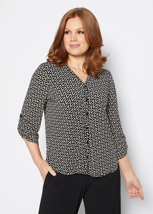 Philosophy Australia - Fisher 3/4 Slv Blouse in Logo - FISHER- SIZE 14