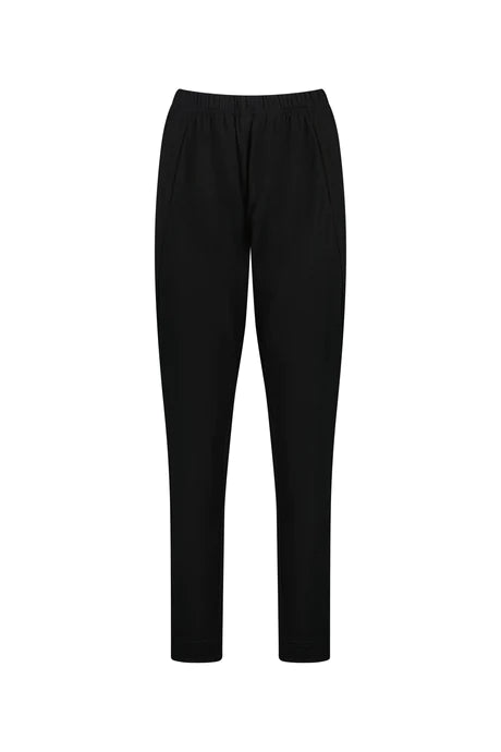 Vassalli - 100% Merino Relaxed Pull On Pant with Half Elastic Cuff Black 5956