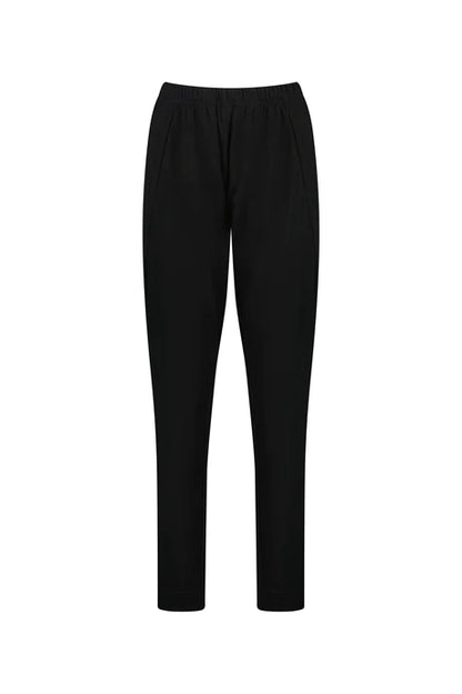 Vassalli - 100% Merino Relaxed Pull On Pant with Half Elastic Cuff Black 5956