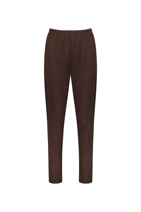 Vassalli - 100% Merino Relaxed Pull On Pant with Half Elastic Cuff Espresso 5956