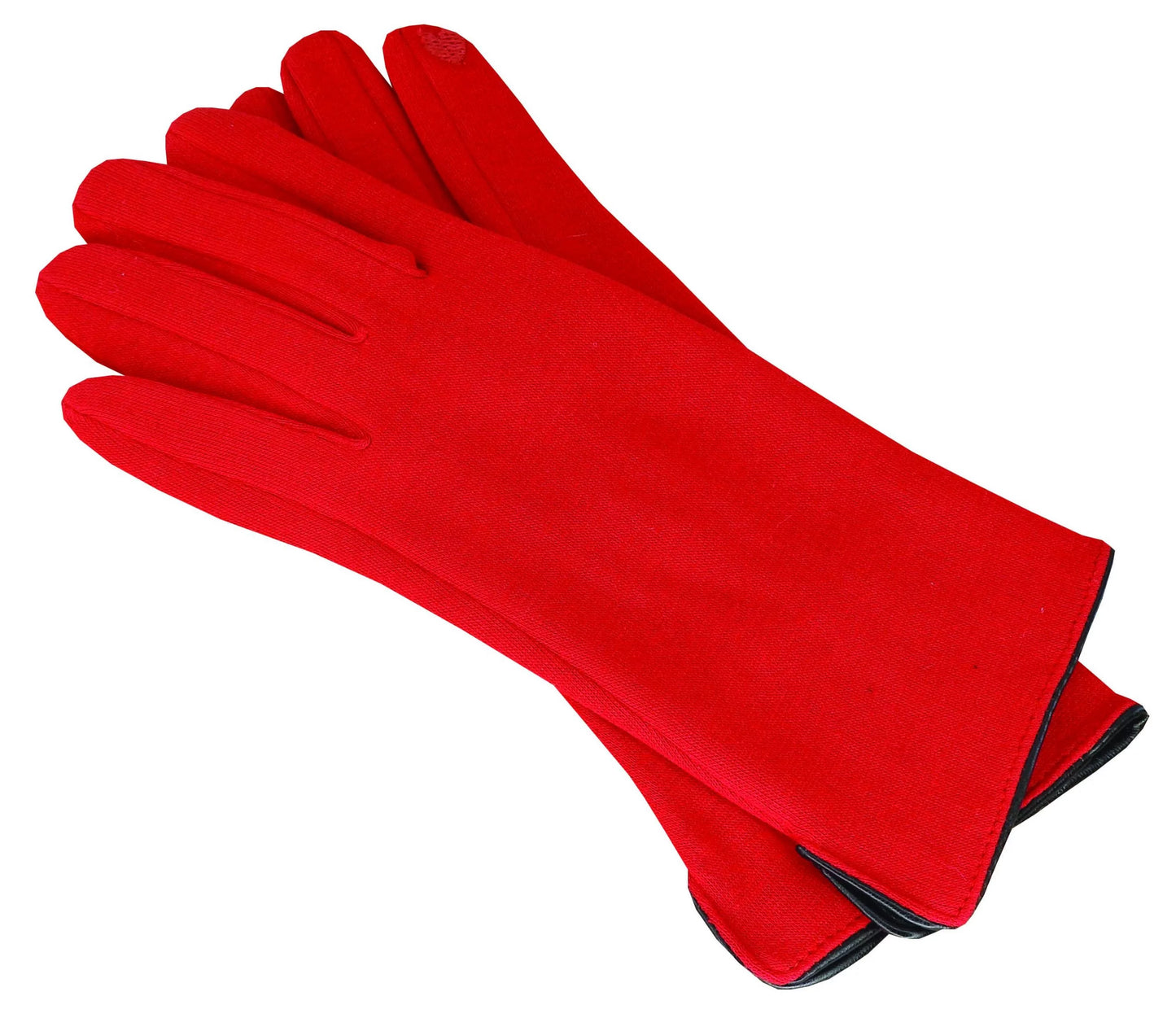 Avenel - Polyester Stretch Glove W/Faux Leather Cuff Bind - Red