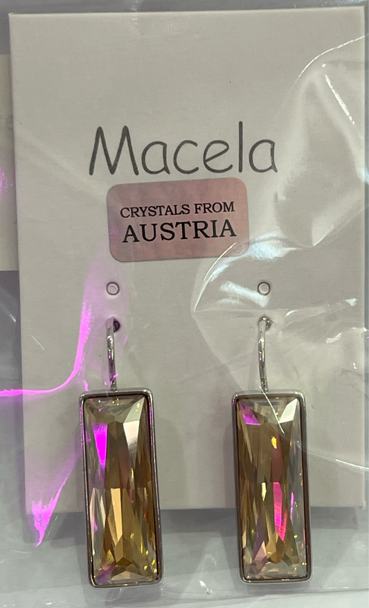 Baguette Cut Austrian Crystal Earrings - Nickel Free