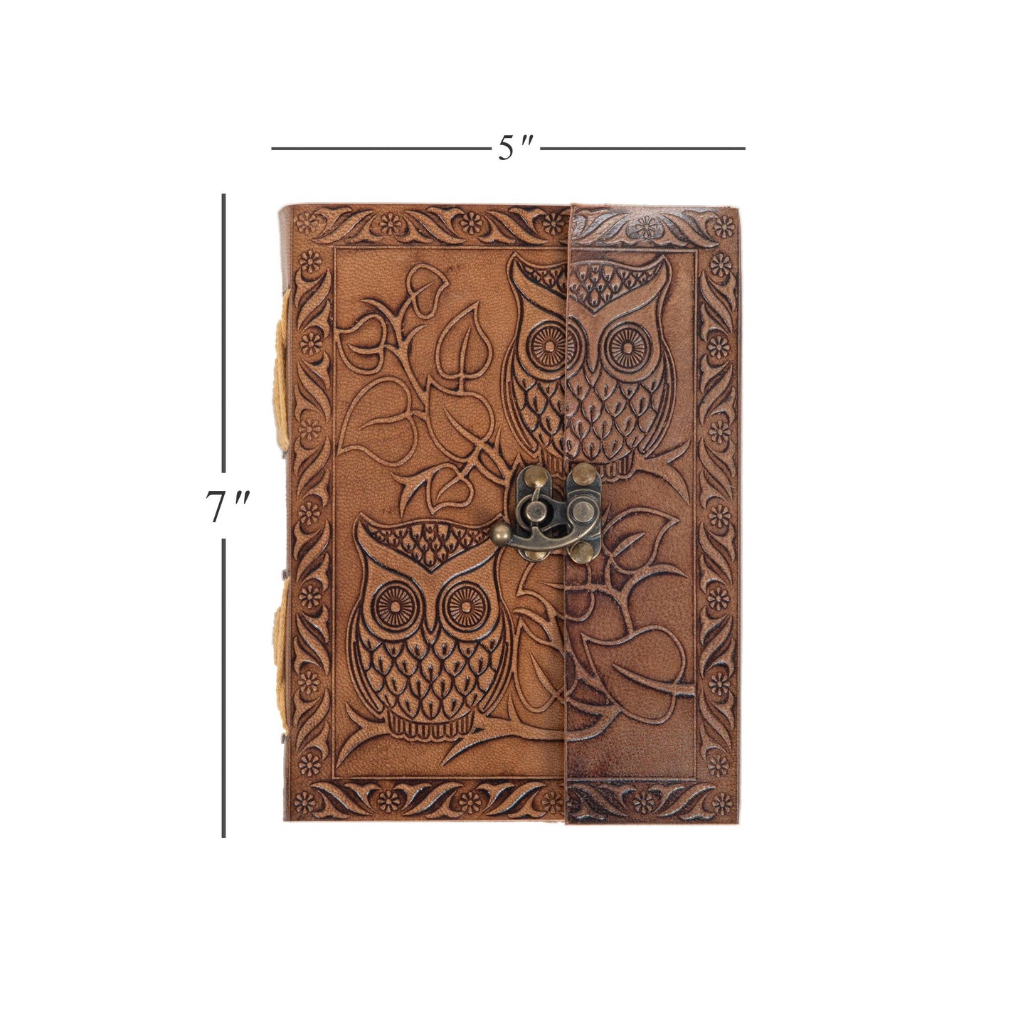 Owl Embossed Leather Journal with 200 Handmade pages