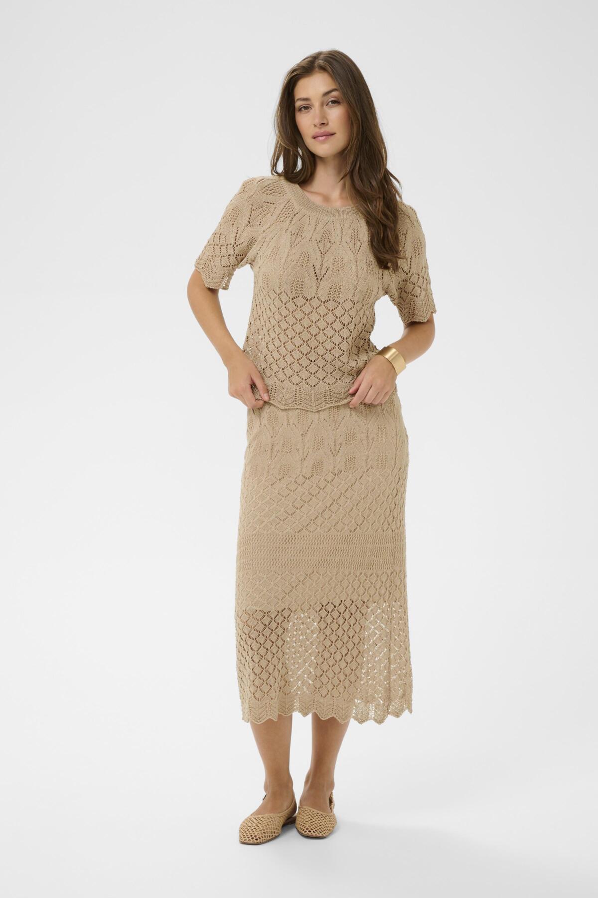 Cream Sevija Knit Skirt