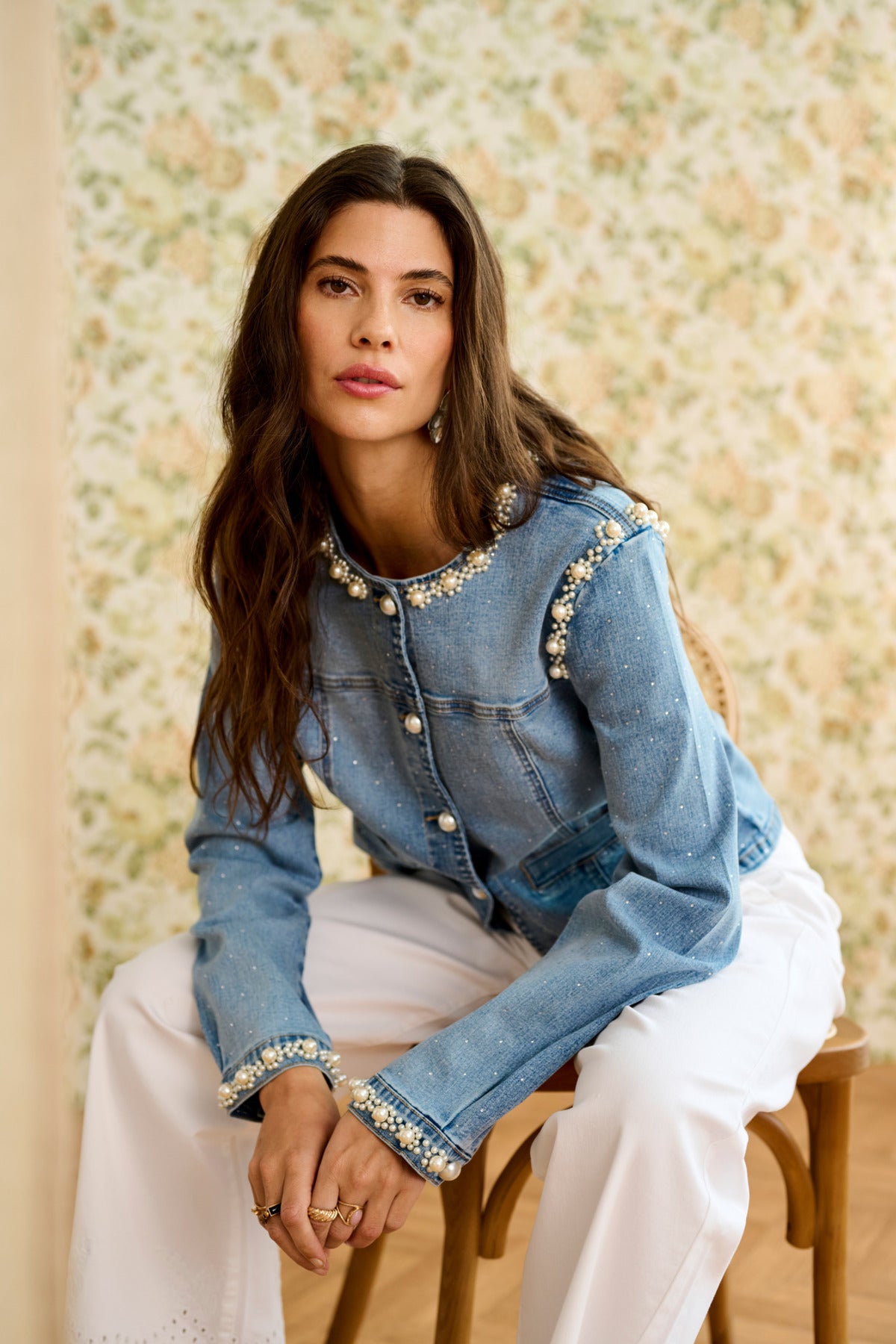 Cream - Sio Sparkle Pearl Denim Jacket
