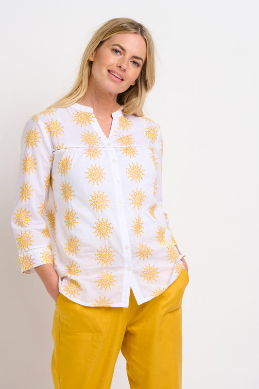 Brakeburn - Ada Embroidered Blouse White/Yellow | BKLS10165