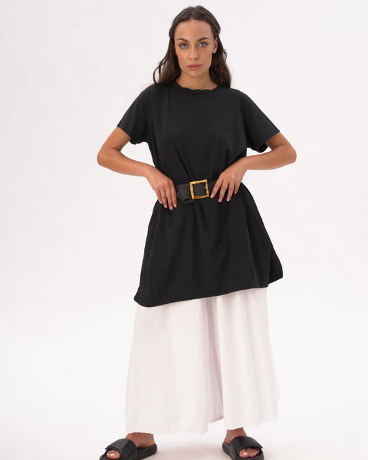 Baci - Split Hem Crewneck T-Shirt Dress in Light Black | 11072616