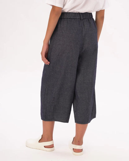 AMICI by Baci - Denim Cotton Linen Elastic Waist Culottes | P03130