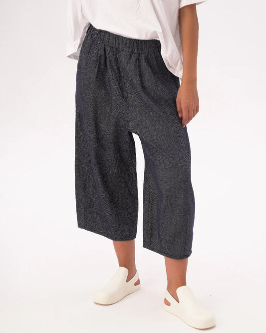 AMICI by Baci - Denim Cotton Linen Elastic Waist Culottes | P03130