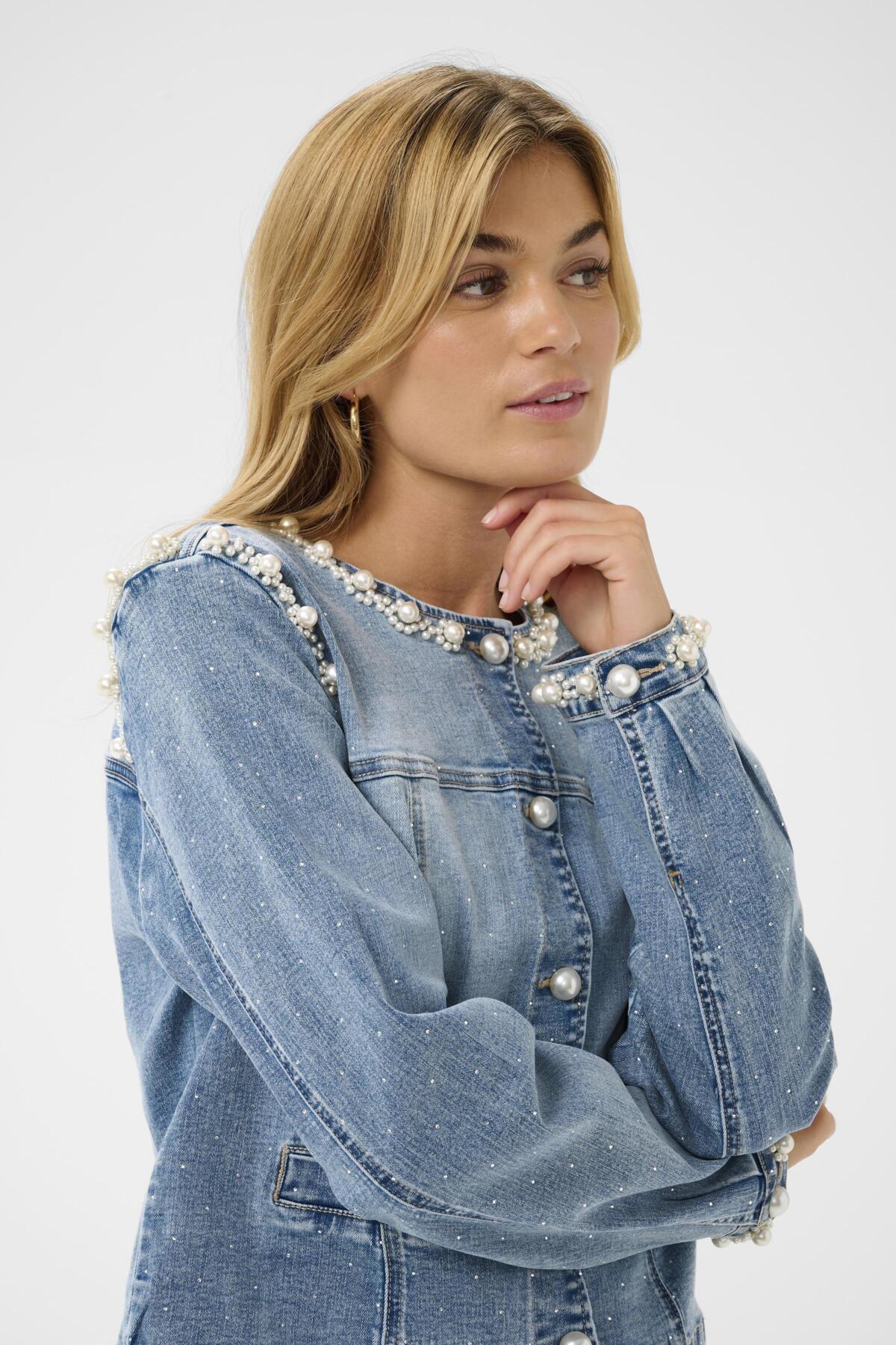 Cream - Sio Sparkle Pearl Denim Jacket