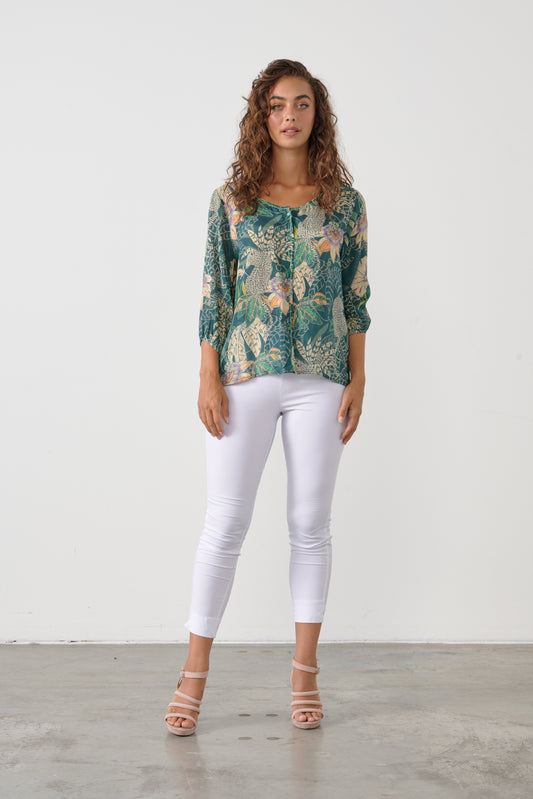 Caju - Blouse Jungle Print & Hand Stitching