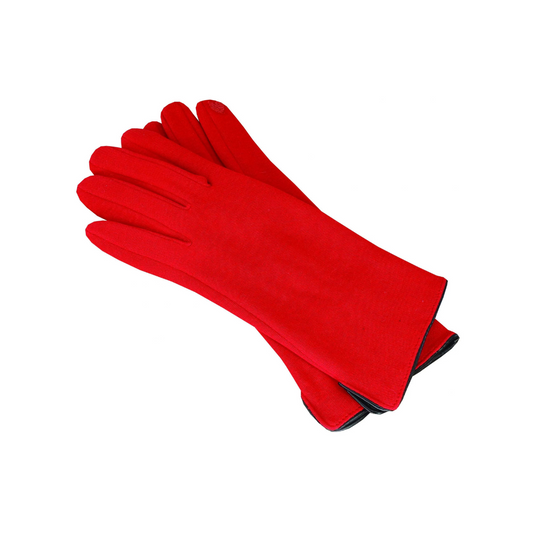 Avenel - Polyester Stretch Glove W/Faux Leather Cuff Bind - Red