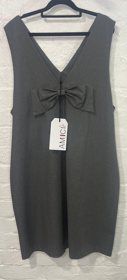 Baci - V Neck Back Bow Dress Grey 22128416BLKXS