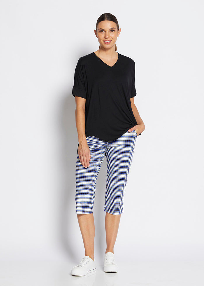 Philosophy - Shortie Capri Pocket Pant Blue/Black Gingham