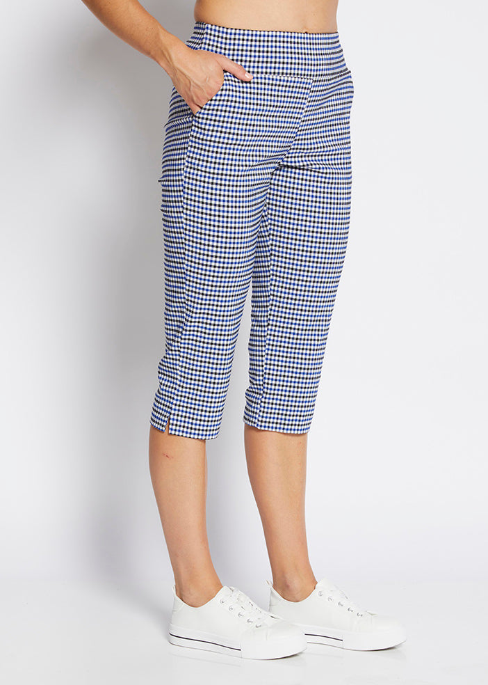 Philosophy - Shortie Capri Pocket Pant Blue/Black Gingham