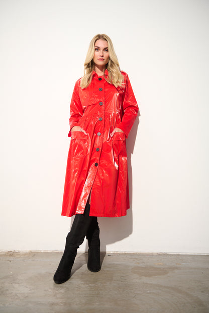 Holmes & Fallon - Raincoat Black Buttons in Red - HF2415