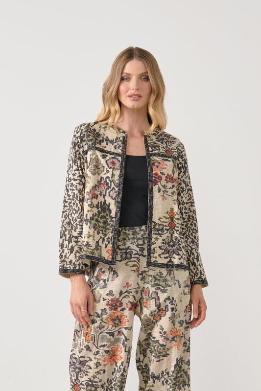 Holmes & Fallon - Jacket Printed W/Embroidered Tape Trim