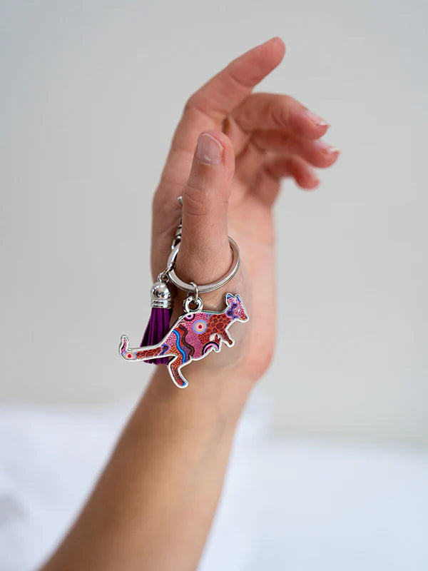 Koh Living Aboriginal Design kangaroo Keyring Assorted Artists