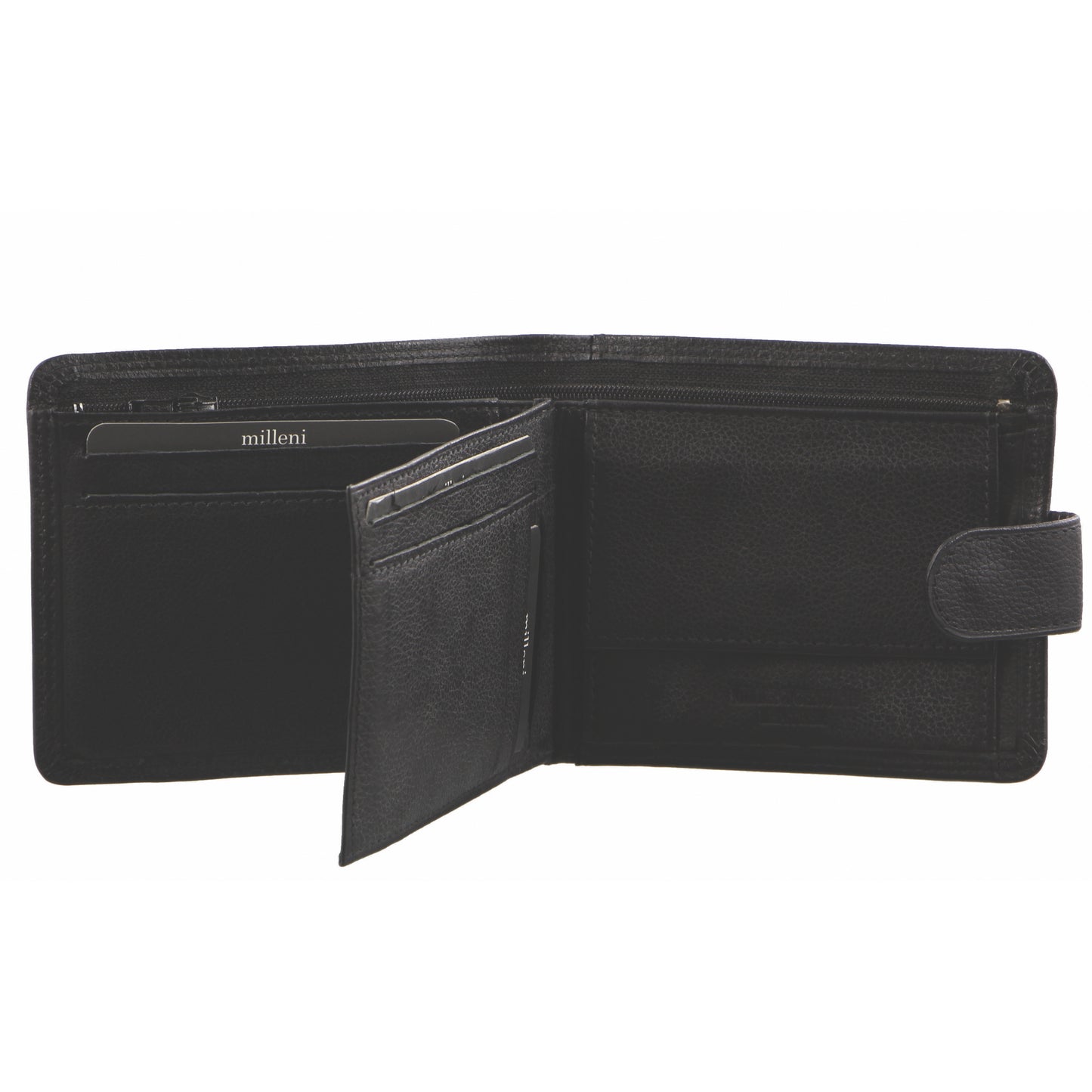 Milleni Leather - C10542 Men’s Genuine Leather Wallet Black - RFID