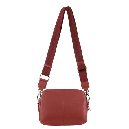 Pierre Cardin - Webbing Strap Leather Cross-Body Bag 3685 Marsala