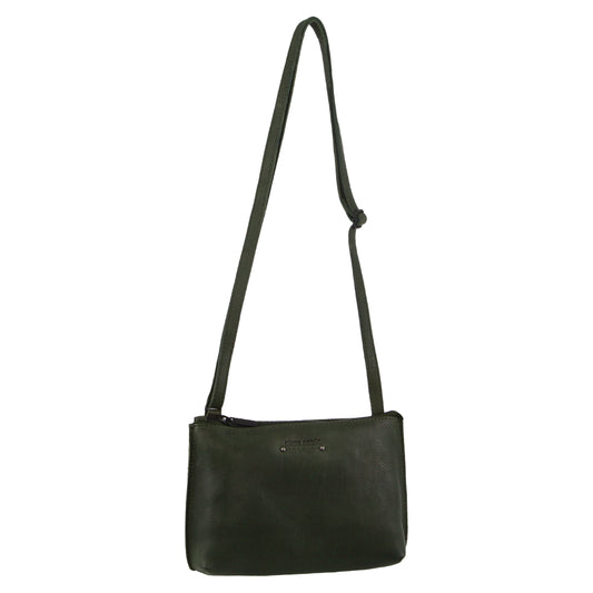 Pierre Cardin - Leather Trendy Cross Body Bag Dark Green 3725