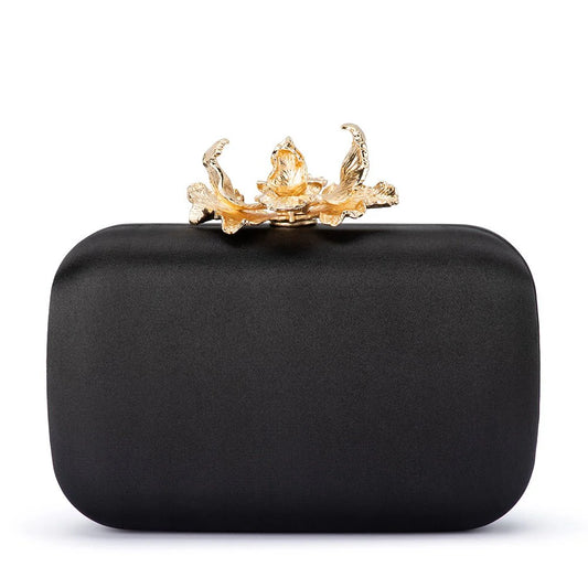 Olga Berg - ADELE Orchid Lock Clutch - Black