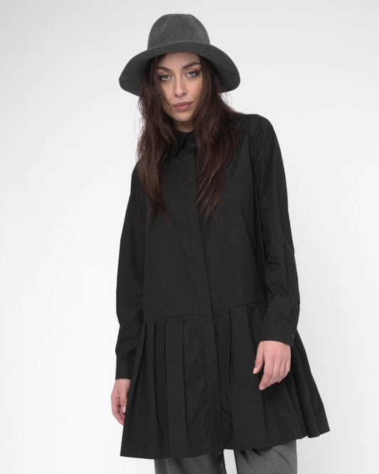Baci - Collard Pleated Shirt Dress Black - 5001191BLKXS