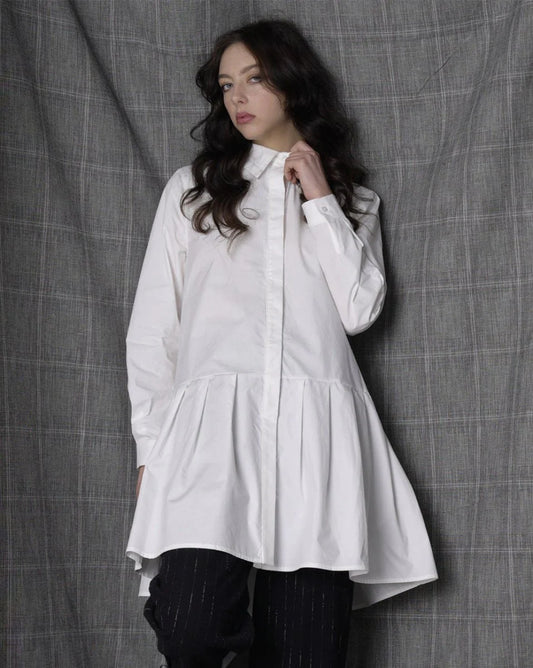 Baci - Collard Pleated Shirt Dress White - 5001191WHTXS