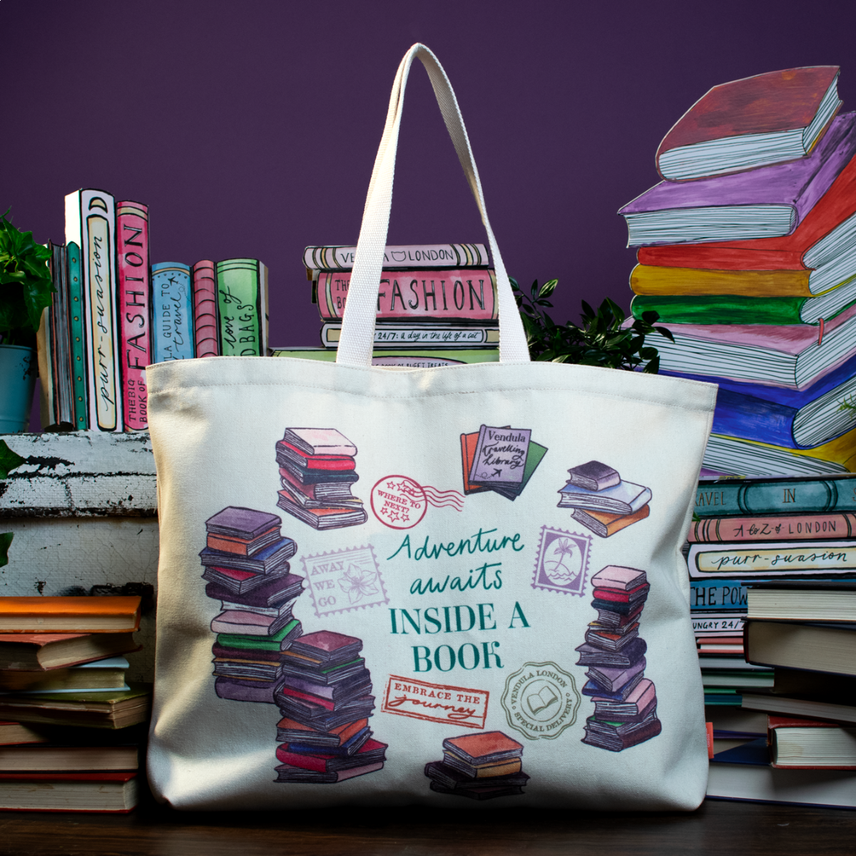 Vendula London - Travelling Library Canvas Tote Bag