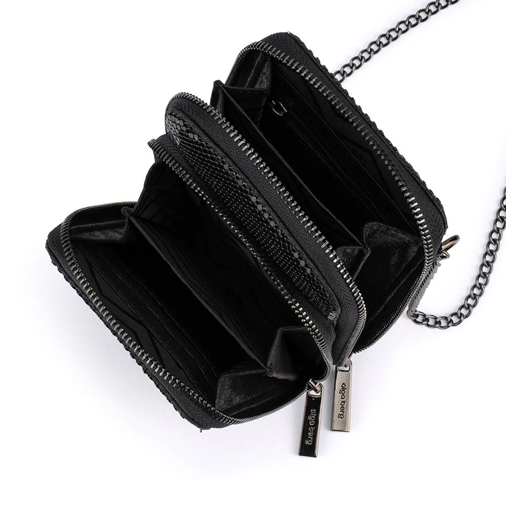 Olga Berg - ELTON MESH CROSS BODY BAG - Black