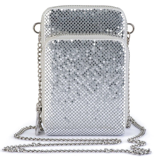 Olga Berg - ELTON MESH CROSS BODY BAG - Silver