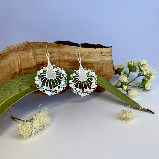 Go Do Good - Gum blossom silver hanging earrings