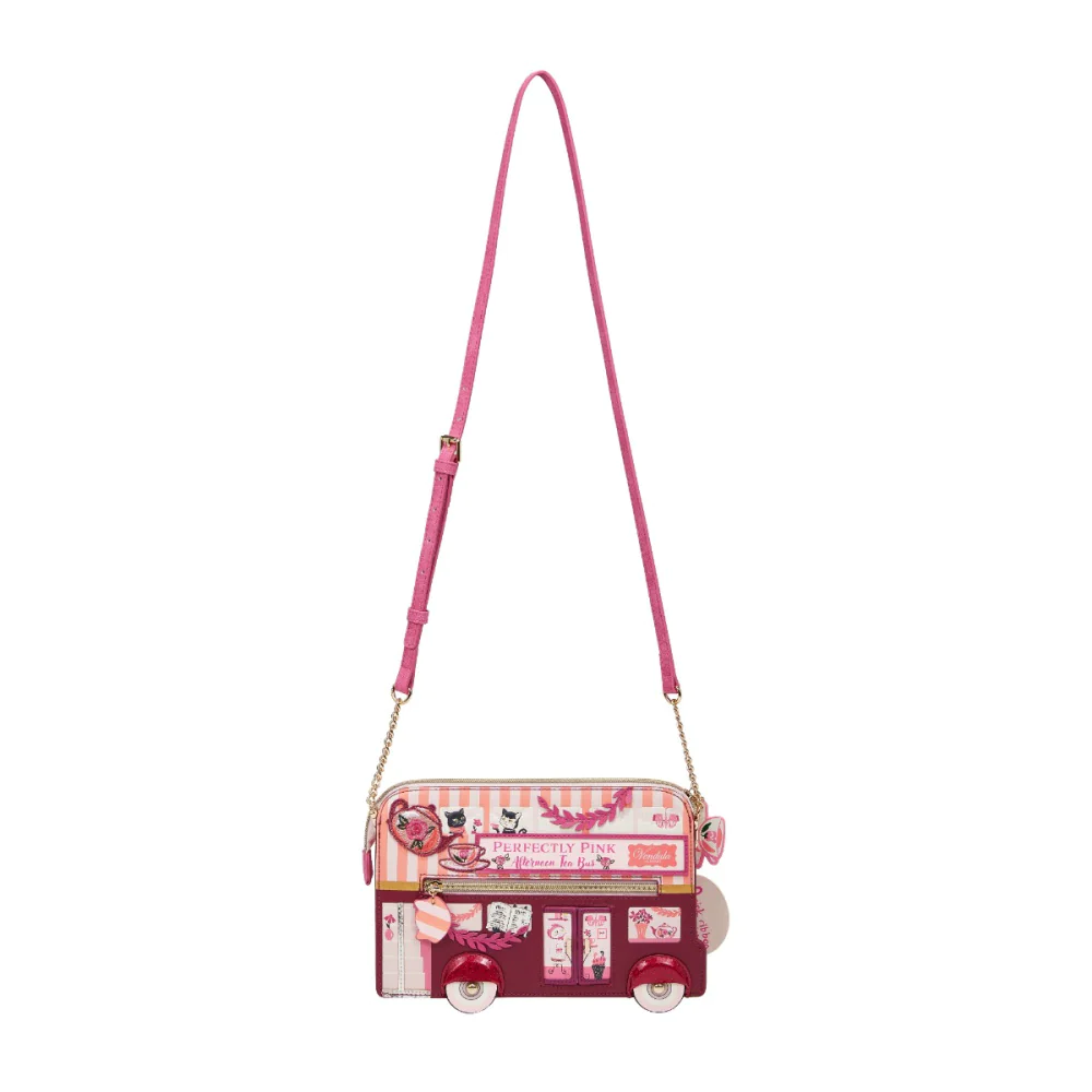 Vendula London Perfectly Pink Afternoon Tea Bus Pouch Bag Available Now