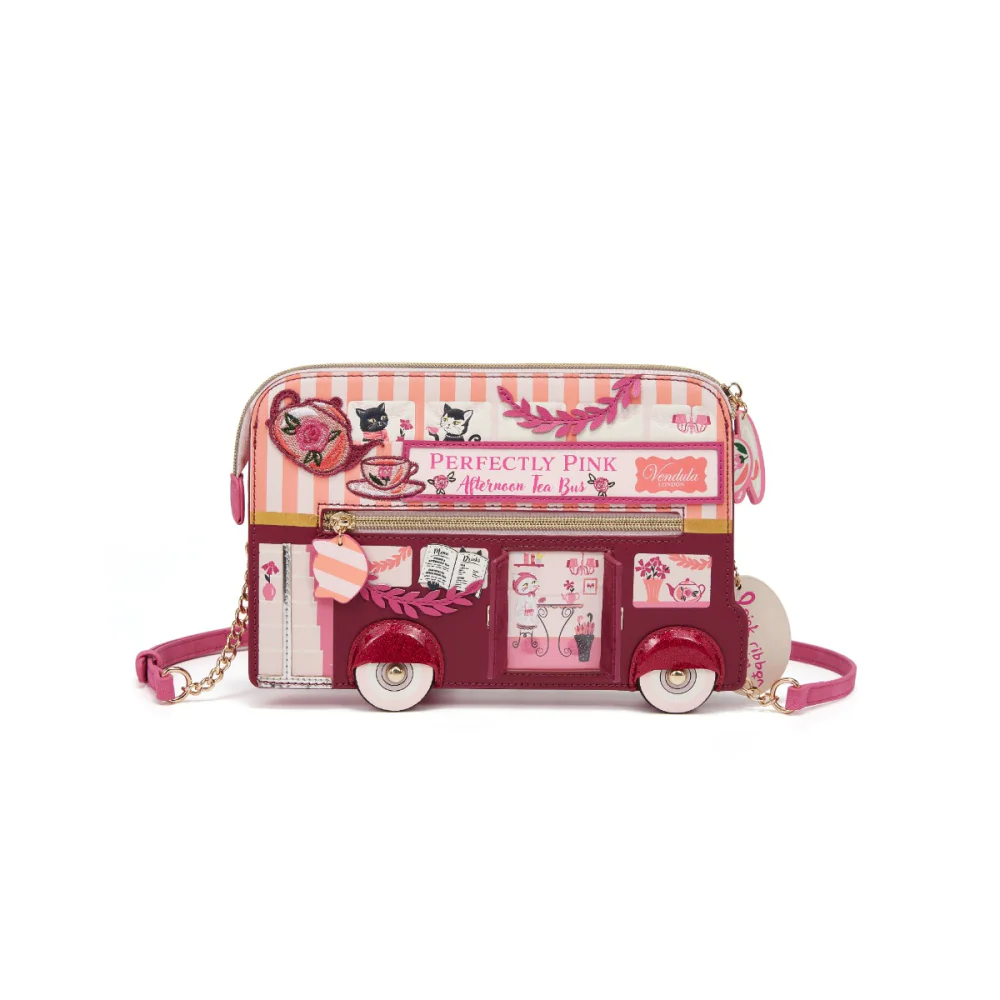 Vendula London Perfectly Pink Afternoon Tea Bus Pouch Bag Available Now
