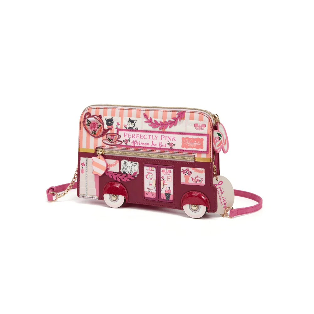Vendula London Perfectly Pink Afternoon Tea Bus Pouch Bag Available Now
