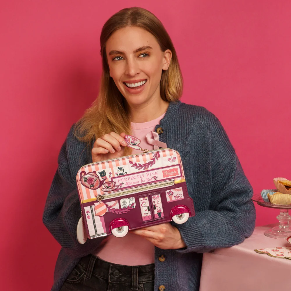 Vendula London Perfectly Pink Afternoon Tea Bus Pouch Bag Available Now
