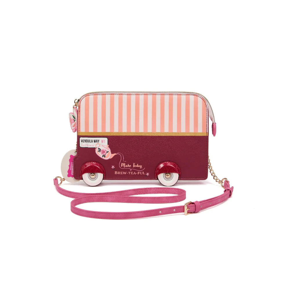 Vendula London Perfectly Pink Afternoon Tea Bus Pouch Bag Available Now
